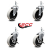 Service Caster 4 Inch Thermoplastic Wheel 5/16 Inch Threaded Stem Caster Set with 2 Brakes SCC SCC-TS05S410-TPRS-5161815-2-SLB-2